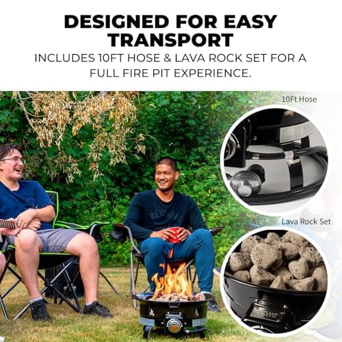 Outland Living Firebowl, Smokeless Fire Pit, Round Outdoor Portable Propane Gas Fire Pit, 19-inch Diameter 58,000 Btu, 823 Standard Black Perfect for Outside Use — view 6