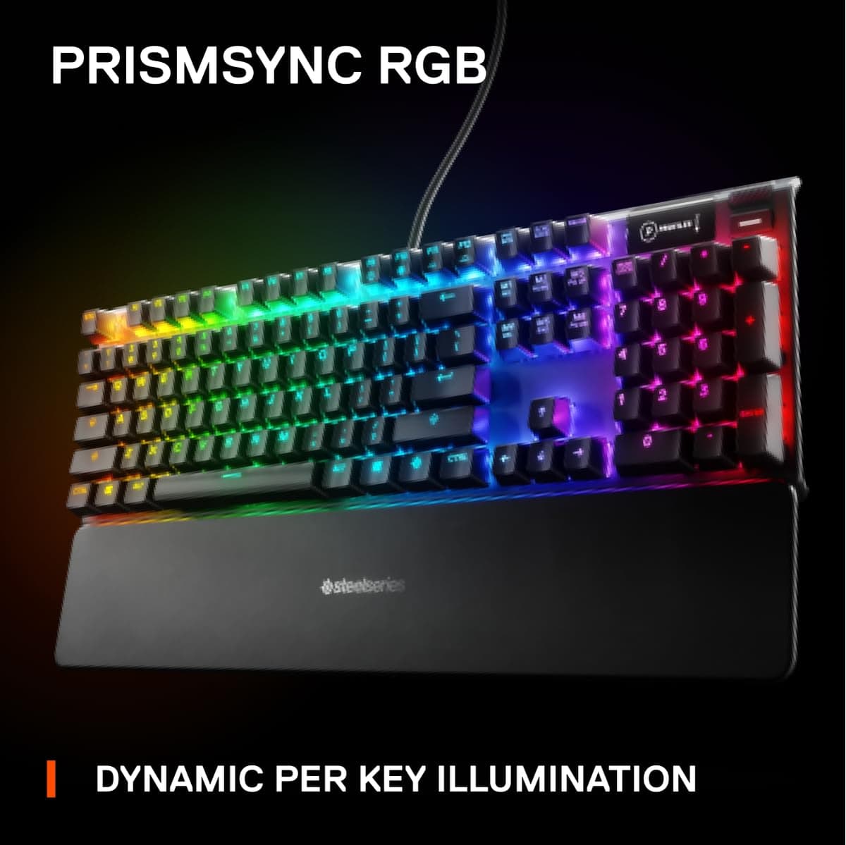 SteelSeries Apex 7 - Mechanical Gaming Keyboard - OLED Display - Red Switches - English (QWERTY) Layout, Standard — view 3