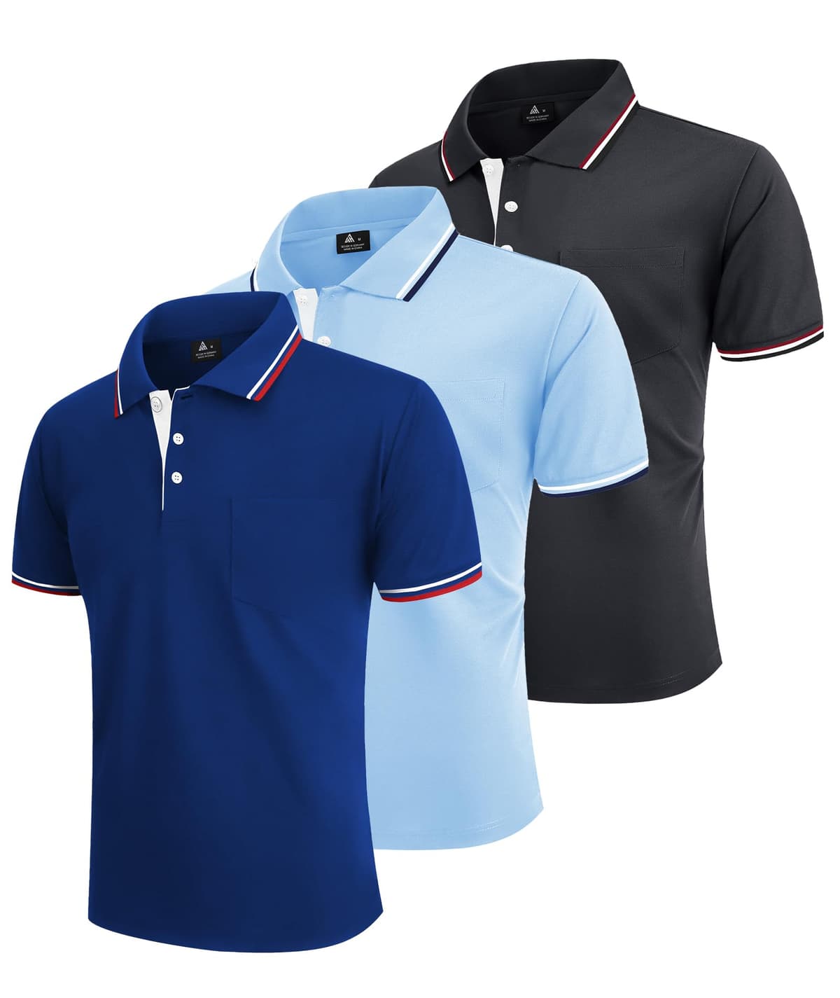 ZITY Polo para Hombre Paquete de 3 Polo Manga Corta Camiseta Golf Trabajo Transpirable Camiseta Informal con Bolsillo Verano Tres Piezas T Shirt para Vacaciones — view 3