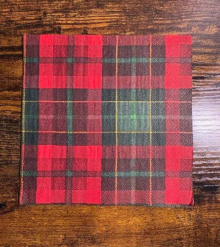 Boston International IHR 20-Count Lunch Paper Napkins, 6.5 x 6.5-Inches, Tartan — view 2