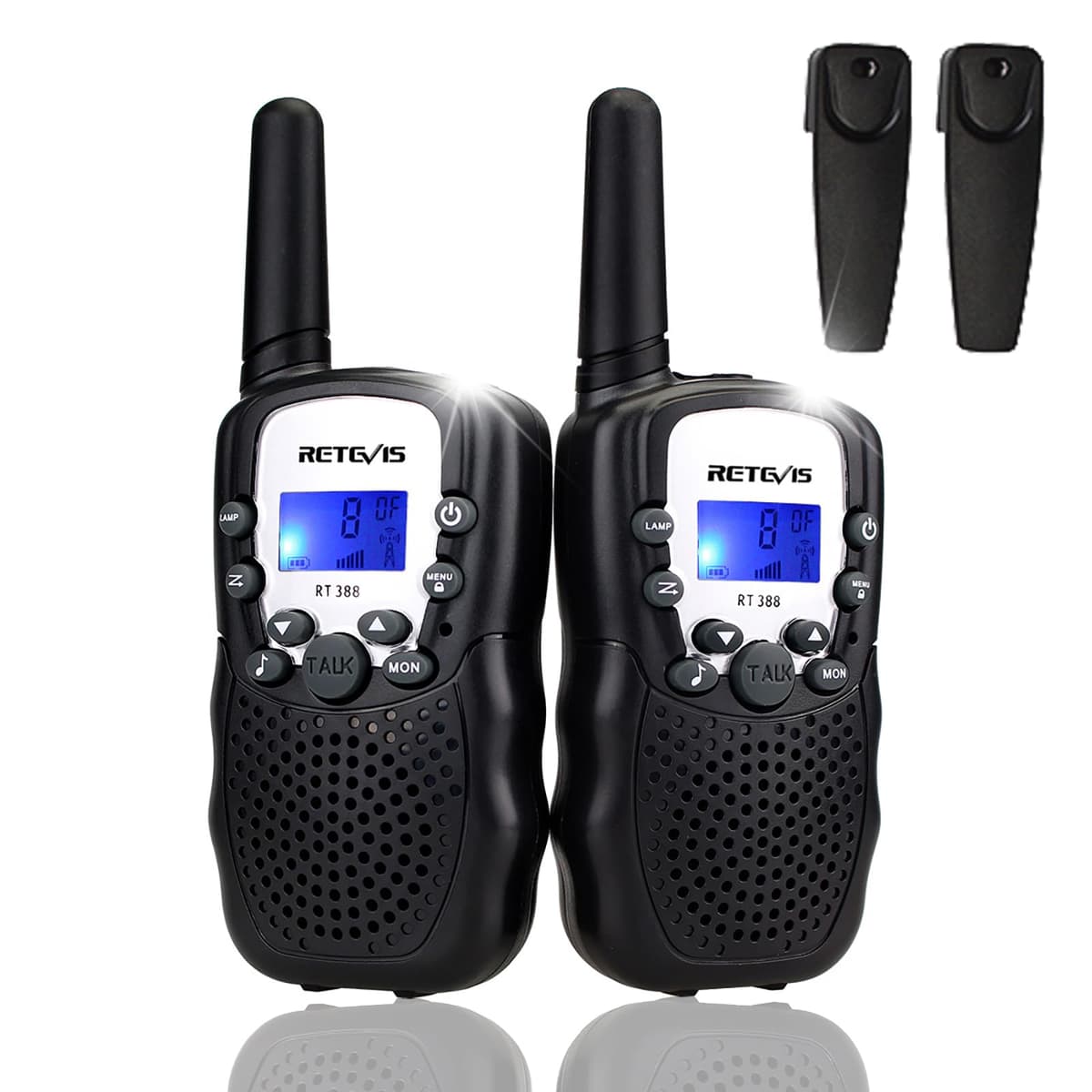 Retevis RT388 Walkie Talkie Niños PMR446 8 Canales Pantalla LCD Linterna Vox 10 Tonos de Llamada Bloqueo de Canales Talkie Walkie Juguete para Niño (Azul Oscuro, 1 Par) — view 14