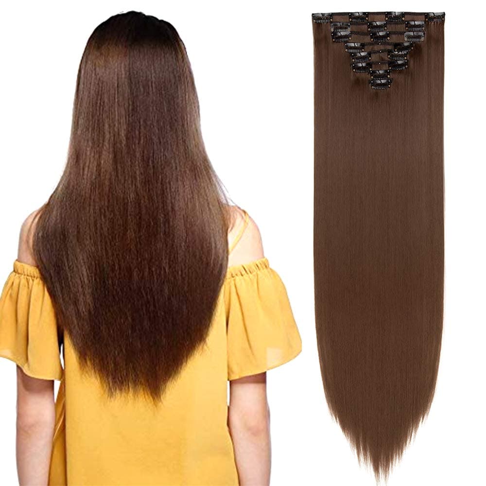 24"(60cm) SEGO Extensiones de Cabello Clip de Pelo Sintético Se Ve Natural 8 PCS [Sandy Rubio mezcla Blanqueador Rubio] Rizado Ondulado Largo Postizos Pelucas (140g) — view 49