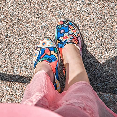 UIN Women's Flats Canvas Lightweight Slip Ons Sneakers Walking Casual Art Painted Travel Shoes Secret Garden (9) — view 3