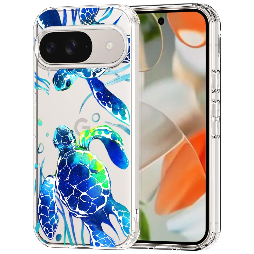 MOSNOVO Case for Google Pixel 9 & Pixel 9 Pro, [Buffertech 6.6ft Military-Grade Drop Protection] [Anti Peel Off Tech] Clear TPU Bumper Phone Case Cover Design - Eucalyptus — view 61