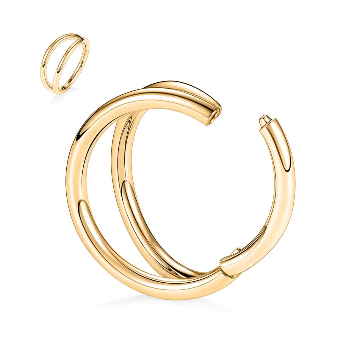 hengkaixuan Triple Double Nose Hoop Ring Sleeper Hoop Earring Helix Rook Conch Cartilage Daith Tragus Earrings Septum Ring Lobe Nose Piercing Jewellery for Women — view 3