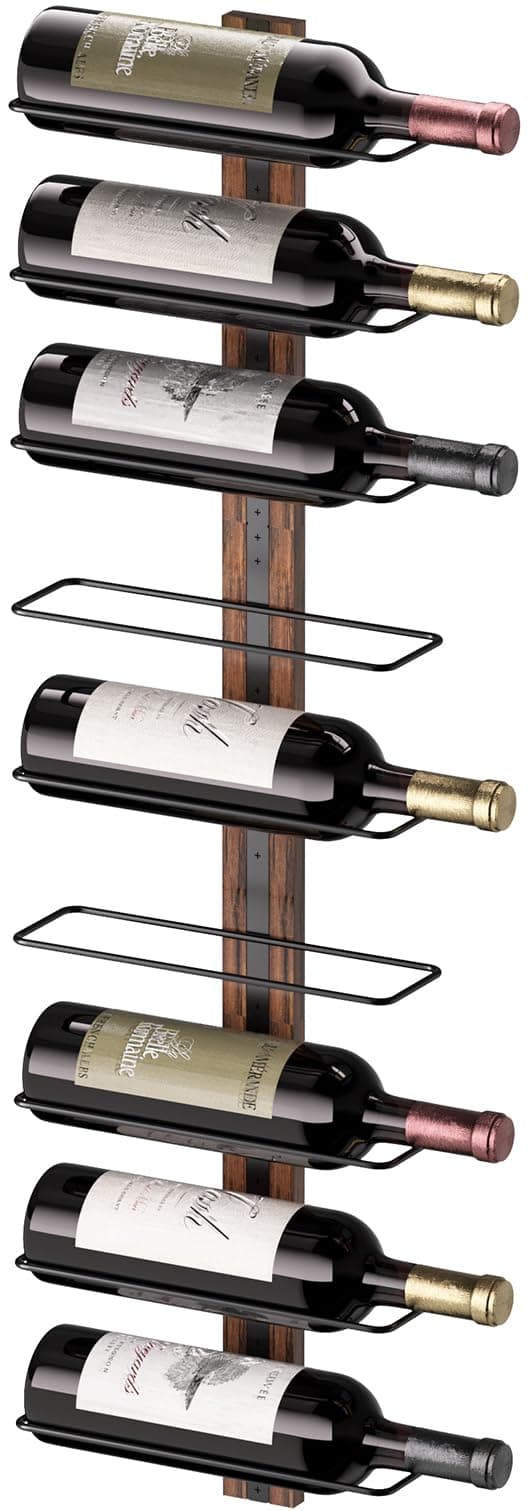 B4Life Estante De Vino Montado En La Pared,botellero Pared,botellero Vertical,Botella Vino Pared,estantería De Vino, Botella Vino Paredpara 9 Botellas, Soporte De Madera para Cocina, Comedor, Bar
