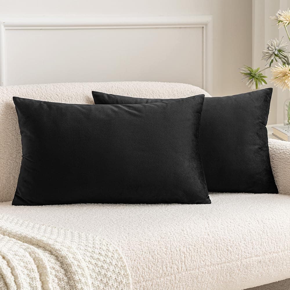 MIULEE Pack of 2 Fall Velvet Soft Solid Decorative Throw Pillow Covers Square Cushion Cases for Sofa Couch Bedroom Living Room Car Home Decor 18 x 18 Inch 45 x 45 cm Orange — view 59