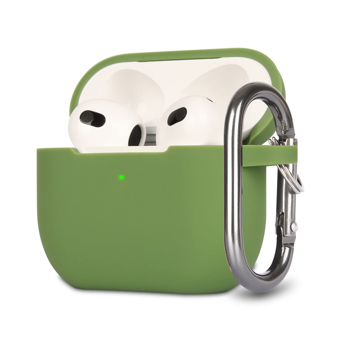 Funda de Silicona Compatible con AirPods 3, Anti-rasguños, Anti-Polvo, LED Frontal Visible, Funda Premium Silicona para AirPods 3.ª Generación (2021) con Mosquetón, Coral Orange — view 7