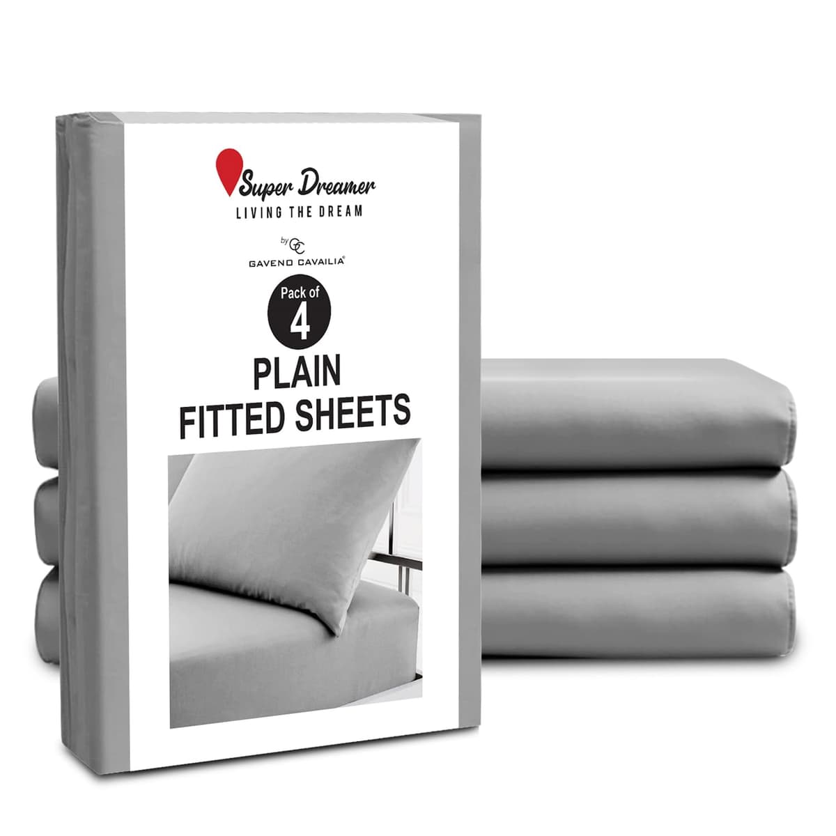 GC GAVENO CAVAILIA Fitted Sheet Single Bed (91 x 190cm) - Grey Bedding Sheets - Plain Dyed Microfiber Bed Sheets Single - (10 inch) 25cm Deep Pocket Bottom Sheet - Easycare - Wrinkle & Fade Resistant — view 21