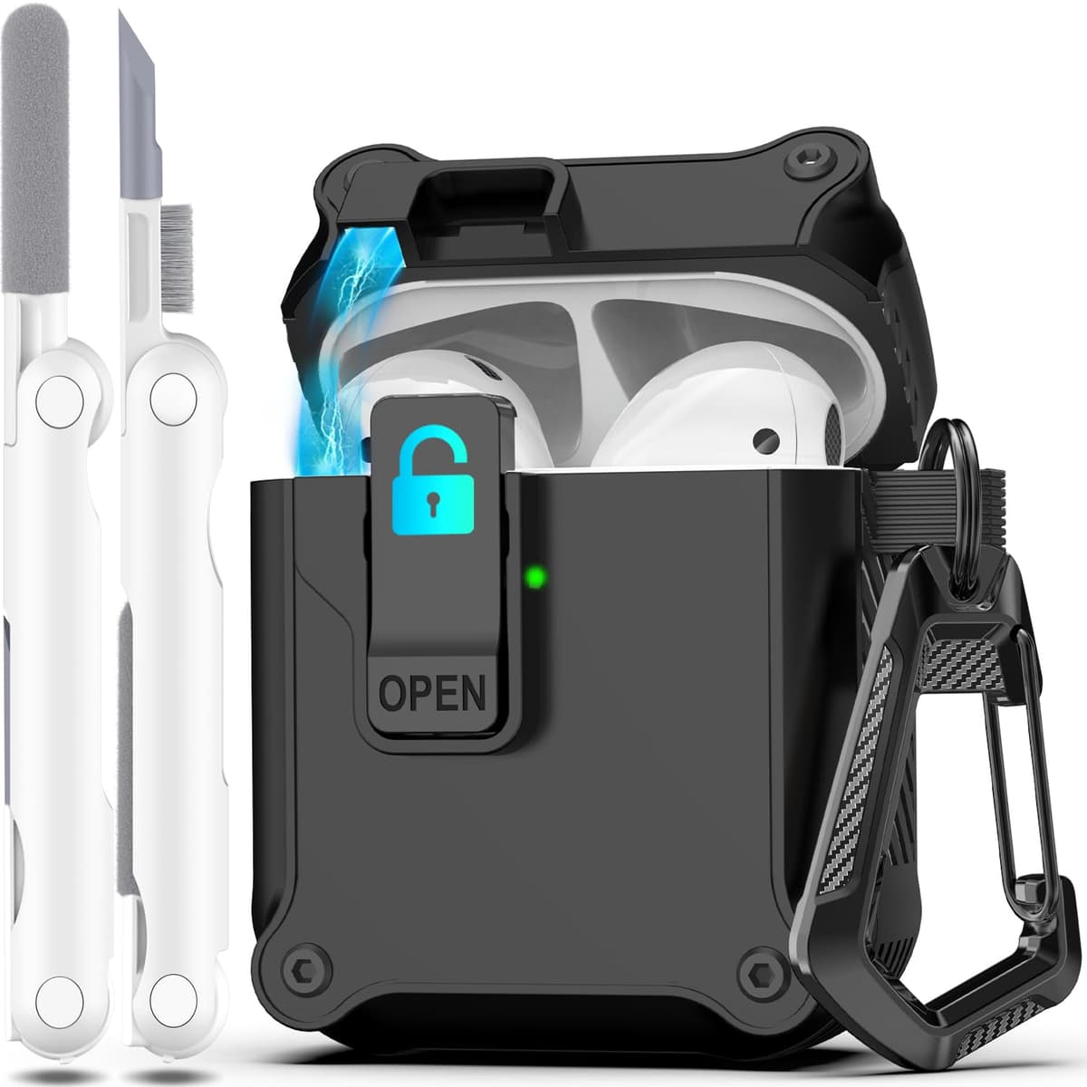 R-fun Compatible con AirPods Pro 2 Gen (Cubierta Auto emergente) con Kit de Limpieza, para Airpods Pro 2/1 Gen (2023/2022/2019), para Estuche Airpods Pro (USB-C/Lightning),Negro — view 45