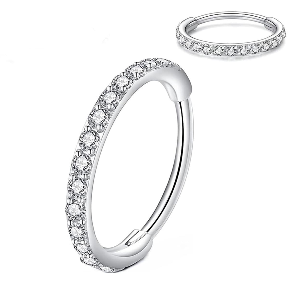 Artskin Grados 23 Titanio Bisagra nariz Anillos Piercing Cuerpo Anillos Helix cartílago Rook Pendientes 20G 18G 16G Diámetro 6 mm-10 mm Negro/Plata/Oro/Oro Rosa — view 6