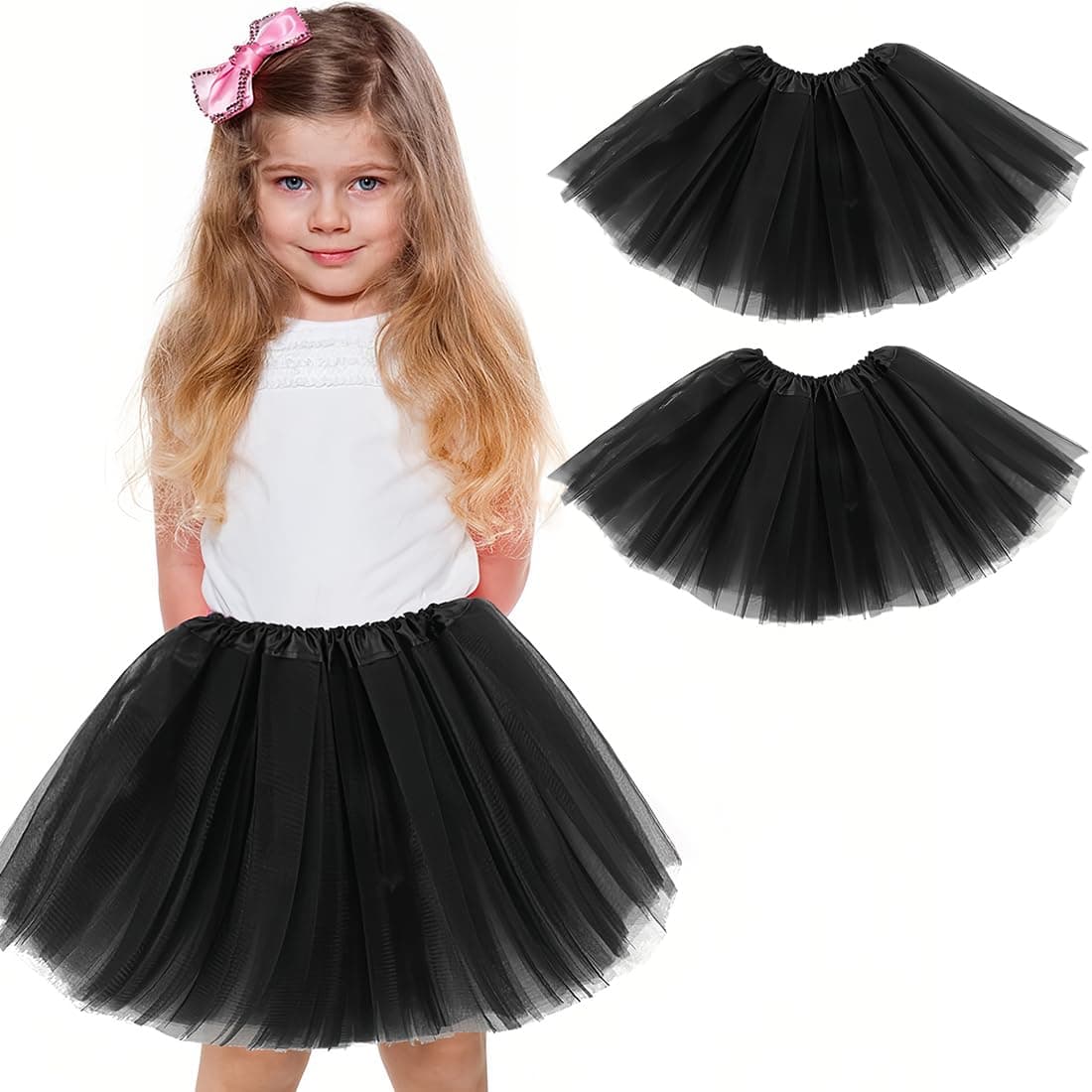 Paquete de 2 faldas de fiesta para niñas, disfraz de tutú, tutú de tul para fiestas de baile, enagua de ballet, verde — view 12