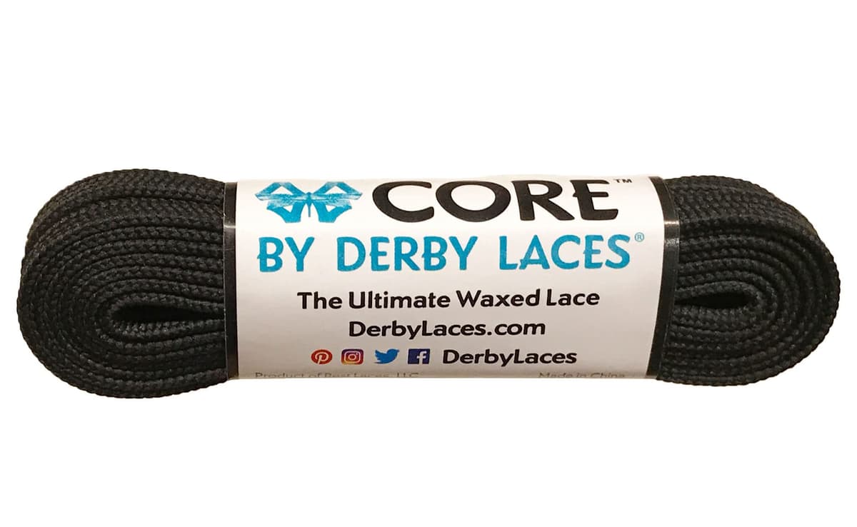 Derby Laces CORE Narrow 6mm Waxed Lace for Figure Skates, Roller Skates, Boots, and Regular Shoes, Black, 108 Inch / 274 cm