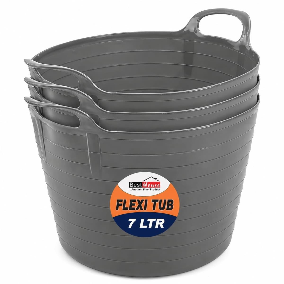 Best House | 3 Pcs of Flexi Tub with Handles | Small Size | Mini | 7 Litres | Yellow | Garden Tubs | Plastic Storage Container for Home, Washing, Garden Waste and DIY Projects — view 59