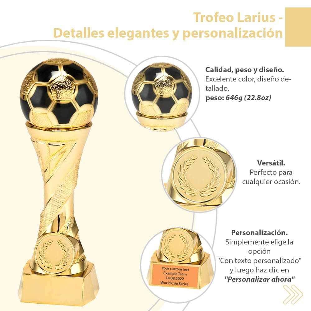 Larius Trofeo de fútbol en Oro y Plata con Grabado Personalizado — view 4