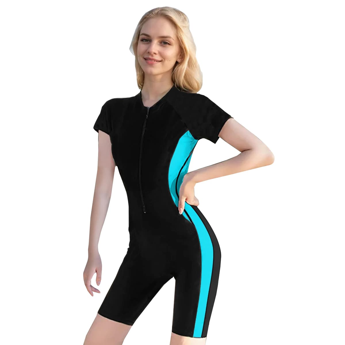 Ropa de Surf con Cremallera para Mujer Traje de Baño de Manga Larga Protectores contra Erupciones Recreativas de Una Pieza Traje de Baño — view 59