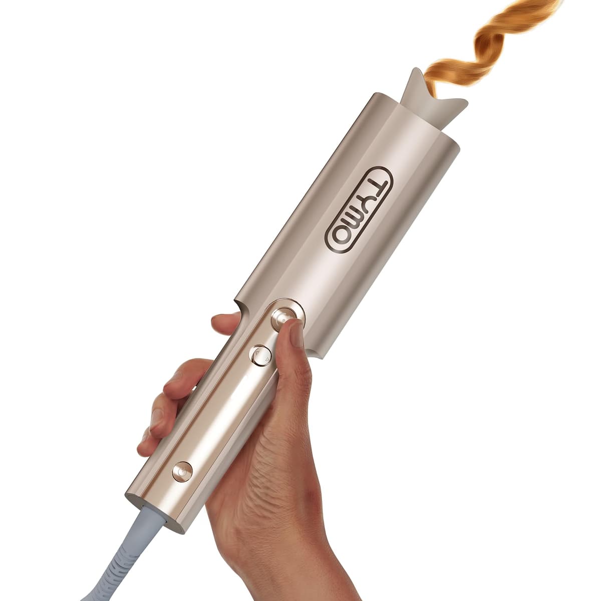 TYMO CurlPro Plus Hair Curler Automatic Rotating - Long Barrel Curling Wand for Long Hair, Ceramic Curling Iron for Women, Anti-Scald, Tangle-Free, 600M Ionic, Dual Voltage, UK Plug, Gold, 32 mm — view 8