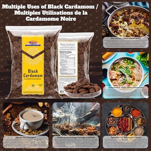 Rani Black Cardamom Pods (Kali Elachi) Whole Indian Spice 7oz (200g) ~ All Natural | Vegan | Gluten Friendly | Non-GMO | Kosher | Indian Origin ~ Smokey | Tsaoko | Cao Guo | Bach Dan Khau | Badi — view 3