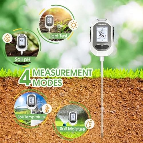 4-in-1 Soil Moisture Meter Digital Plant Temperature/Soil Moisture/PH Meter/Sunlight Intensity Backlight LCD Display Soil Test Meter for Gardening, Farming and Outdoor Plants — view 3