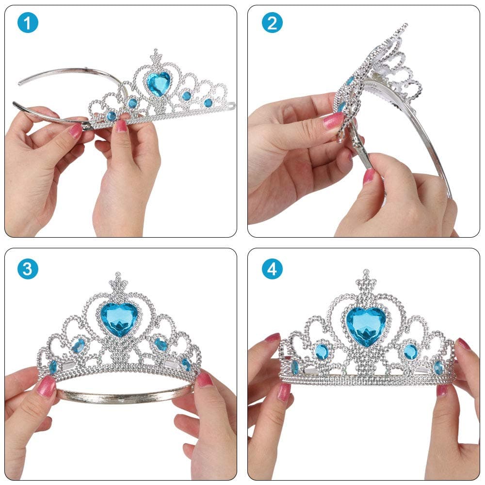 Vicloon Disfraz de Elsa para niña,vestido Elsa para niños, juego con corona de varita mágica, Halloween, Navidad, cumpleaños, fiesta, disfraz, disfraz de niña, azul — view 3