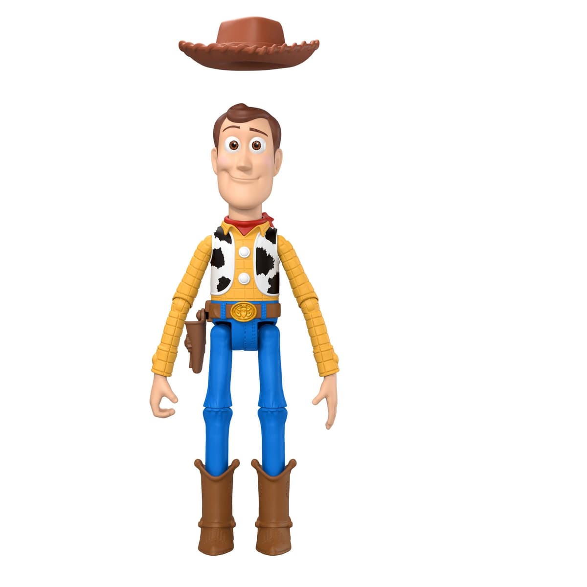 Mattel Disney Pixar Toy Story 5 Woody Figura de acción de 23,36 cm del Sheriff Vaquero, 14 articulaciones móviles, diseño Fiel a la película, Sombrero de Quita y pon, JKV14 — view 3