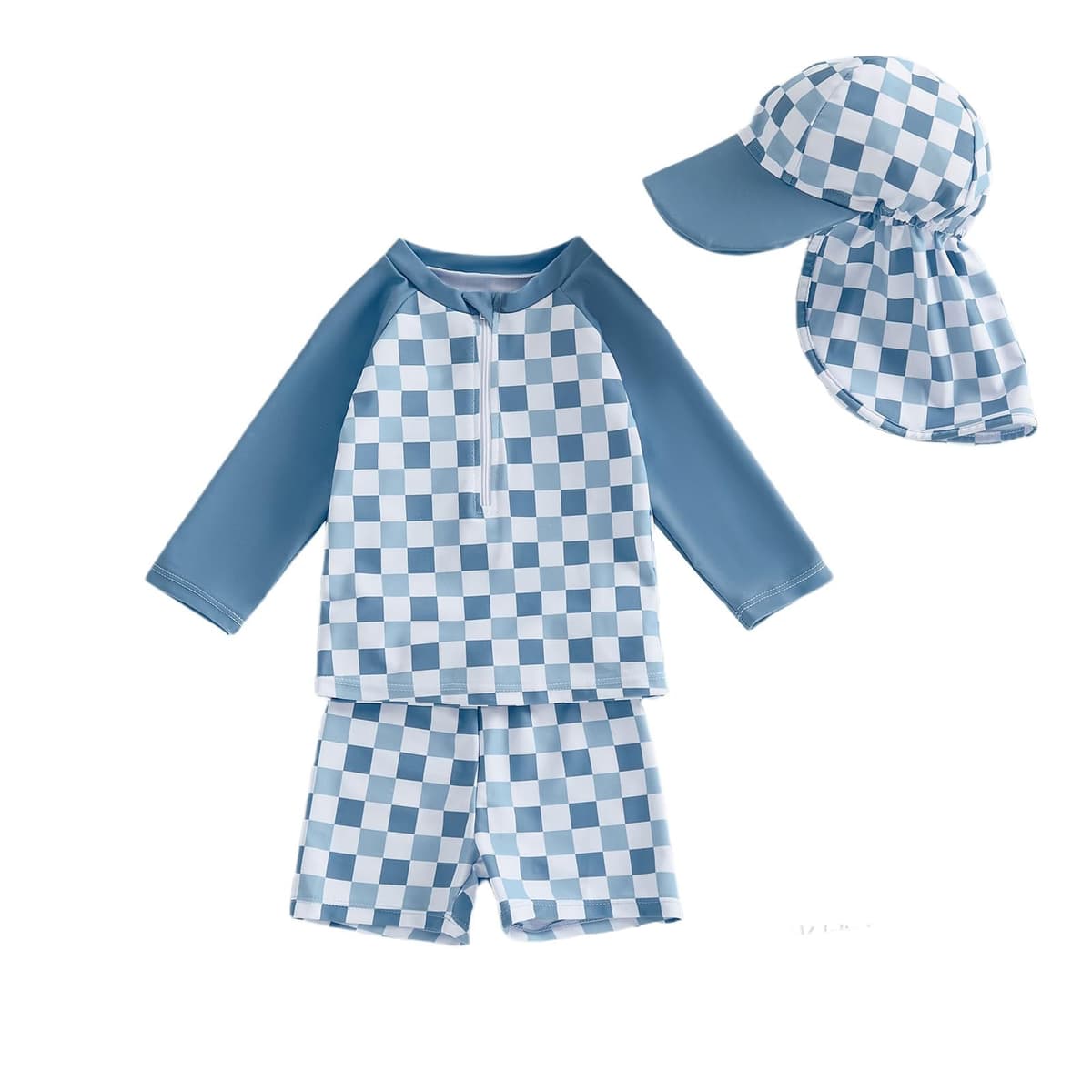 Traje Baño Manga Larga con Protección contra Erupciones para Bebé Niño Pequeño con Sombrero para el Sol Traje baño de Uso Profesional — view 3