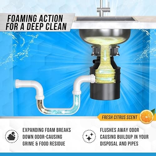 Garbage Disposal Cleaner Deodorizer Tablets - 24 Pack, New Powerful XL Foaming Tablet - Fresh Citrus Foam Sink Garburator Disposer Freshener, Natural Kitchen Drain Cleaning Care - 1 Year Supply — view 4