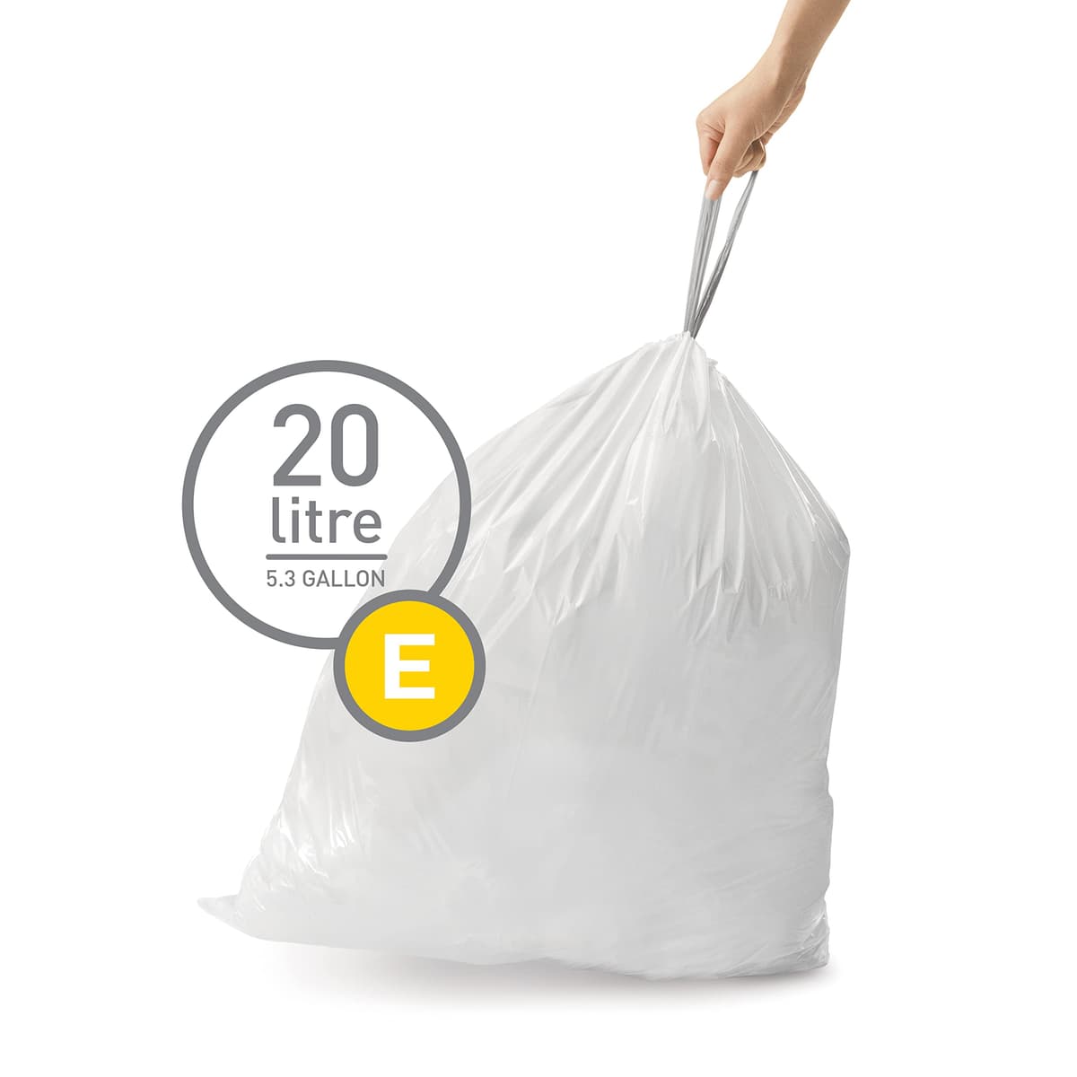 simplehuman CW0258 3 x paquete de 20 bolsas de basura a medida (60 bolsas), código H, plástico blanco — view 47