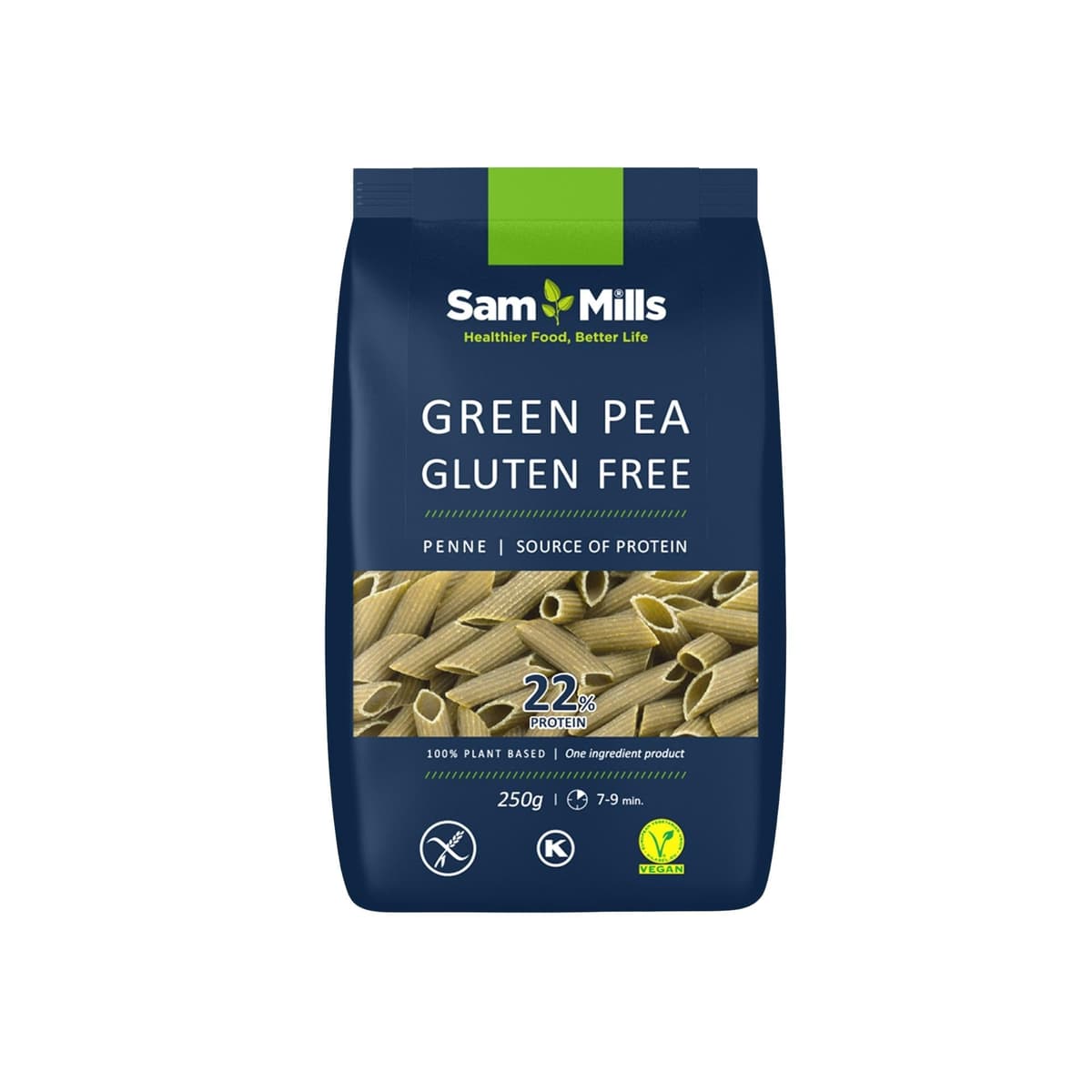Sam Mills - Plumas de Guisante - Pasta Sin Gluten - 250 g - Elaborada con Legumbres - Pasta Proteica - Alto Contenido en Fibra y Proteína - Ideal para Dietas Veganas