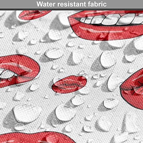 Ambesonne Vintage Fabric by The Yard, Various Women Lip Forms in Several Gestures Sad Nervous Happy Female Print, Decorative Fabric for Upholstery and Home Accents, 1 Yard, White Vermilion — view 5
