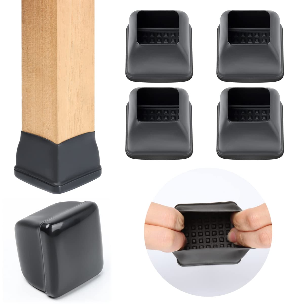 Ezprotekt Protectores de Suelo Transparentes para Patas de Silla 20-28mm, 16 Tapones de Silicona con Fieltro Envuelto, Fundas de Silicona Redondo — view 57