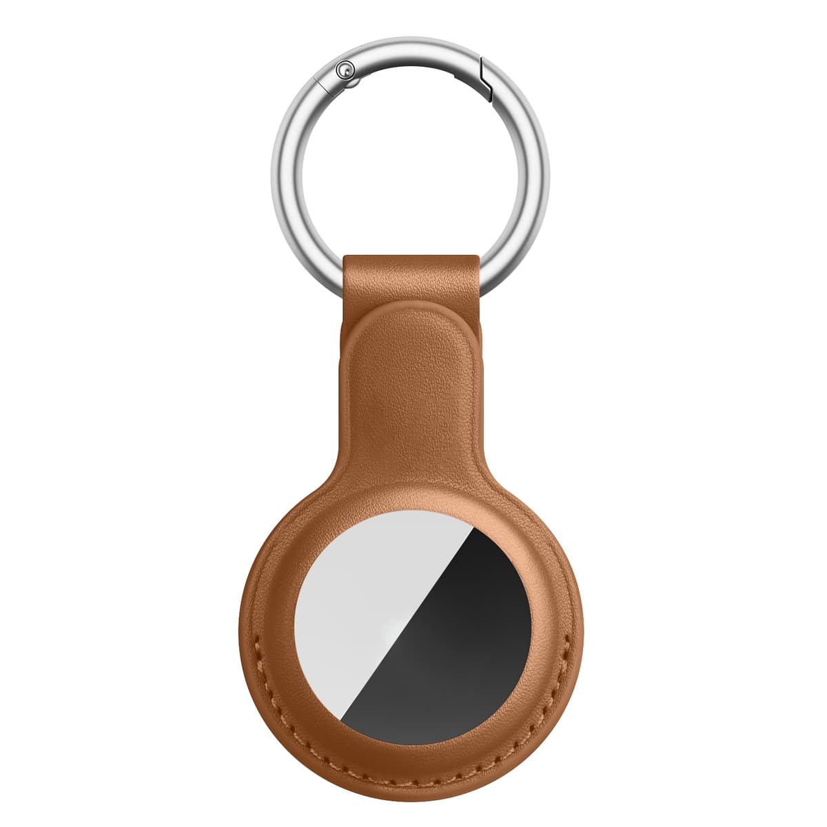 Meliya Funda para AirTag Llavero,1 Pieza Llaveros AirTag Funda Protectora de Cuero Funda Anti-Perdida Anti-Rasguños para AirTag(No Incluye AirTags)(Marrón)