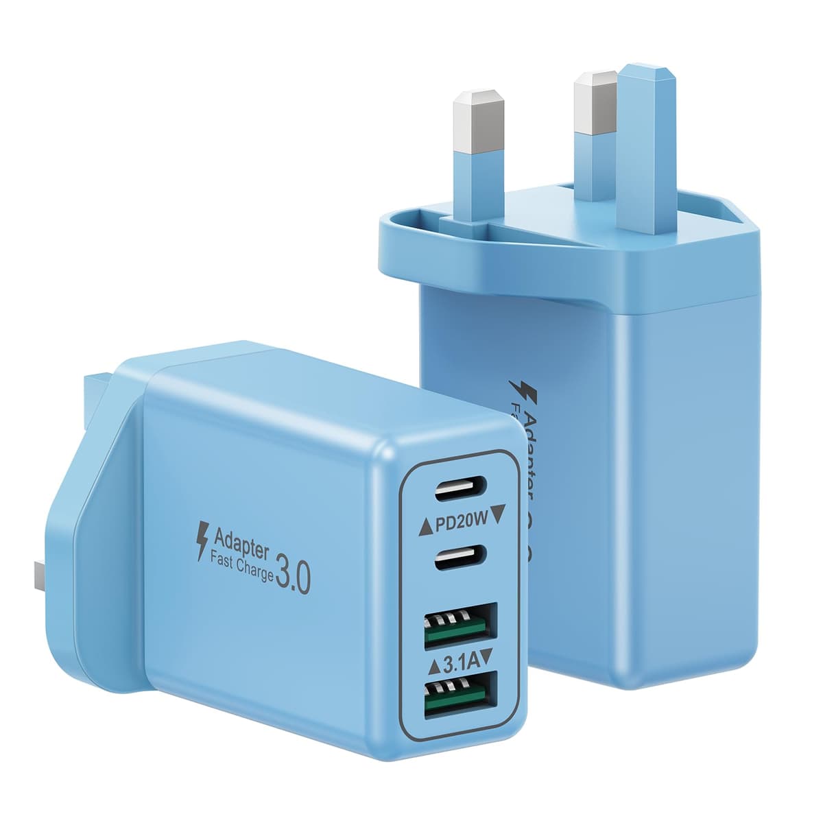 USB C Plug, 40W 4-Port Fast Charger Plug UK Dual Port PD Power Adapter +QC Multi Mains Wall Charger Type C Charging Plug for iPhone 16 15 14 13 12 11 Pro Max Plus XS XR SE,Samsung, iPad, AirPods — view 11