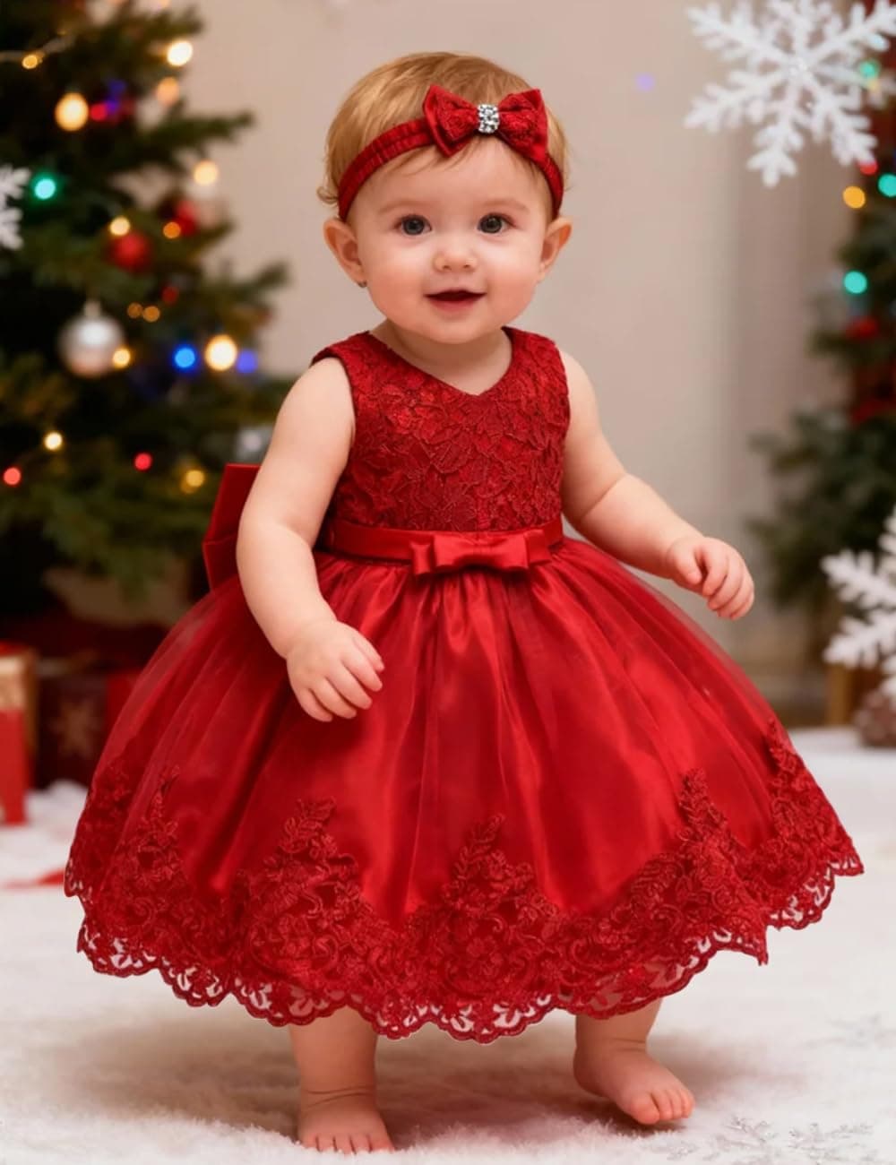 LZH Baby Girls Flower Wedding Dress Toddler Birthday Party Pageant Baptism Christening Tutu Gown Bowknot Dress — view 3
