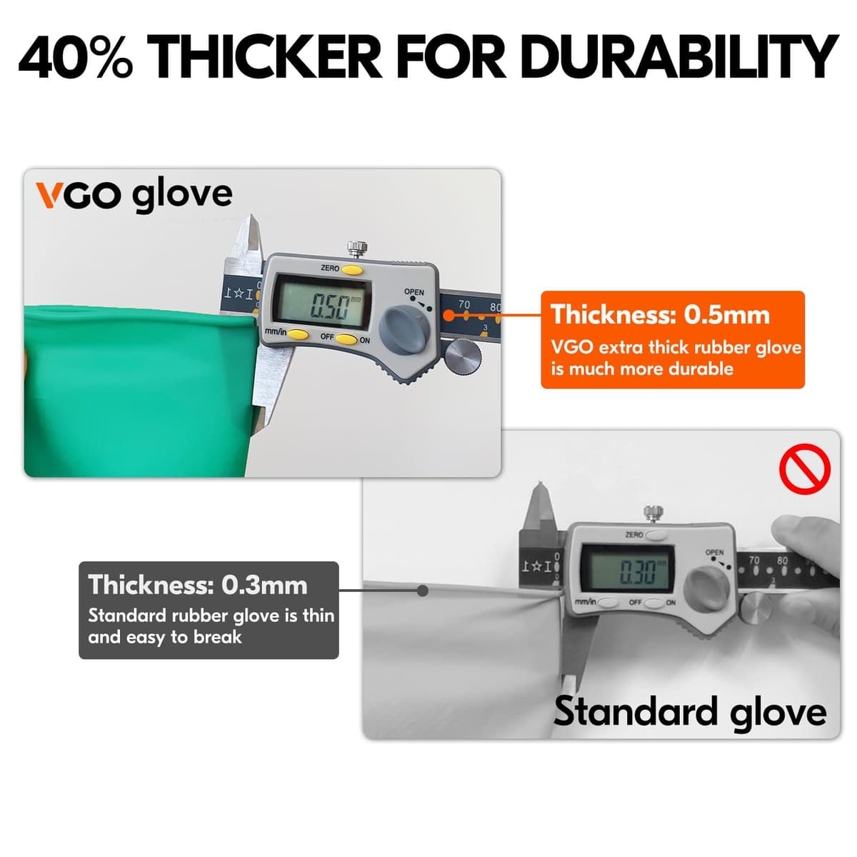 Vgo... Reusable Household Gloves, Dishwashing gloves, Extra Thick, Long Sleeves, Kitchen Cleaning/Painting/Gardening/Pet Care — view 2