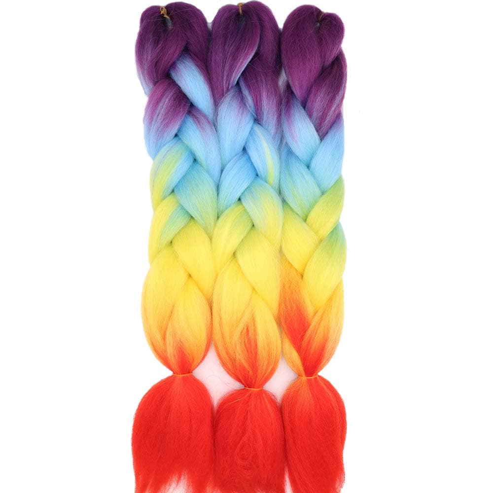 24" Braiding Hair Extension Jumbo Braids Synthetic 3bundles/pack Crochet Hair Afro Box Braid Heat Resistent (Dark Purple) — view 122