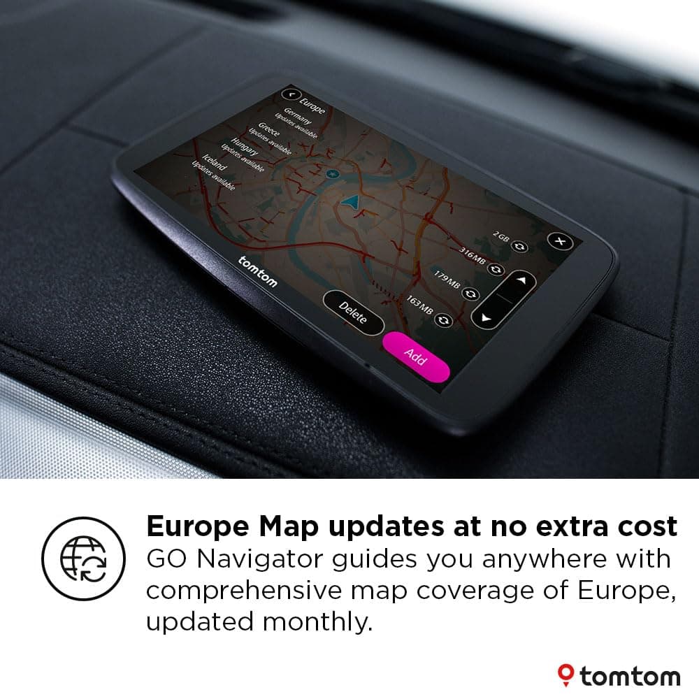 TomTom GO Navigator car sat nav (Extra-large 7" screen, real-time traffic information, 12-month Speed Camera Alerts trial, Europe maps, Wi-Fi updates, Premium Services, magnetic mount) — view 4