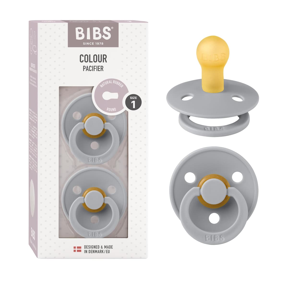 BIBS Colour Soother 2-Pack, BPA Free Dummy Pacifier, Round Nipple. Natural Rubber Latex, Size 2 (6-18 Months), Sky Blue/Steel Blue — view 16