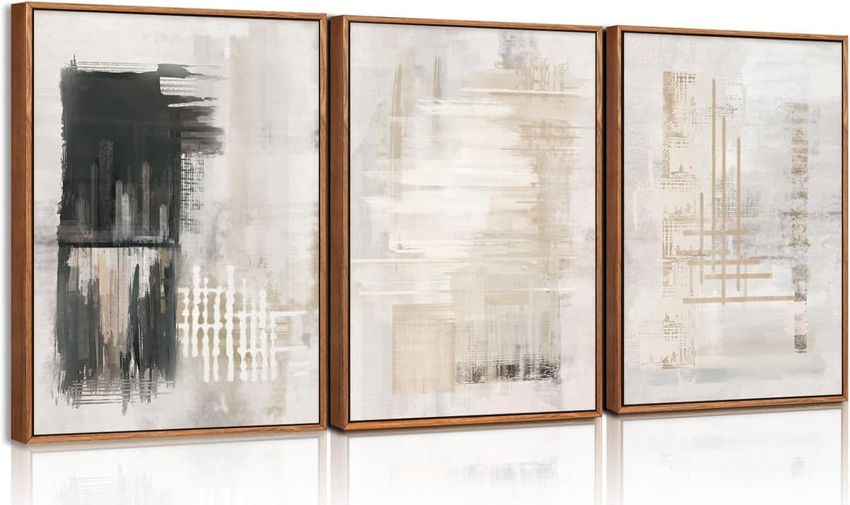 TOARTi Boho Framed Canvas Wall Art Prints, Set of 3 Mid Century Modern Wall Decor, Nature Plants Desert Sun Art Paintings, Bohemian Artwork for Living Room, Bedroom, Dining Room, Office - 12x16 x3 — view 23