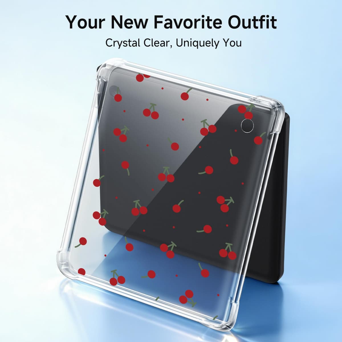 Case for Kobo Libra Colour eReader 7", Crystal Clear Cover with Reinforced Corners & Anti-Yellowing | Lightweight TPU Shell for Scratch & Shock Protection | Showcase Your Style (Simple Red Cherries) — view 2