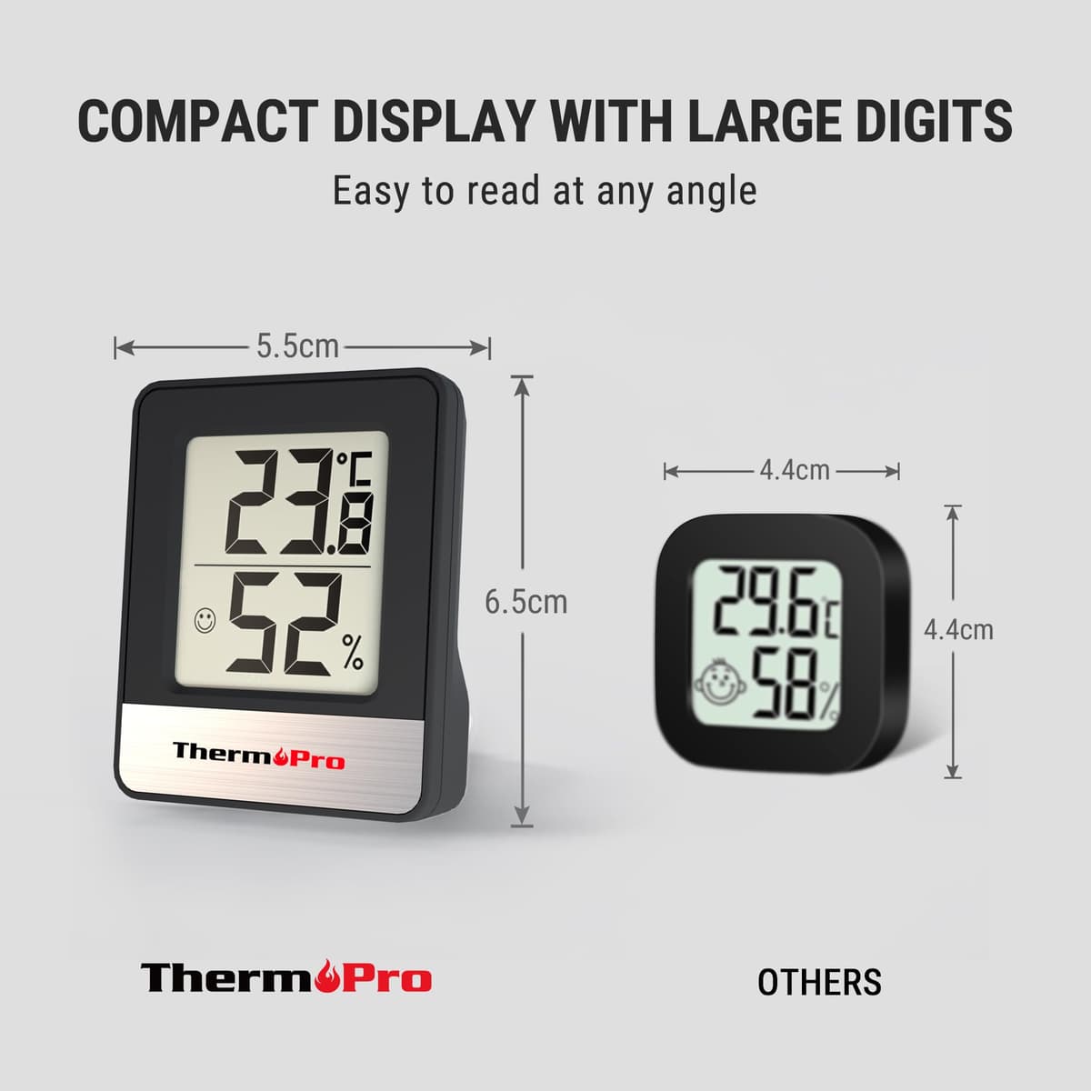 ThermoPro TP49 Small Digital Hygrometer Indoor Thermometer Ambient Thermometer Temperature Monitor and Humidity Meter for Home Office Comfort Reptile Thermometer — view 2