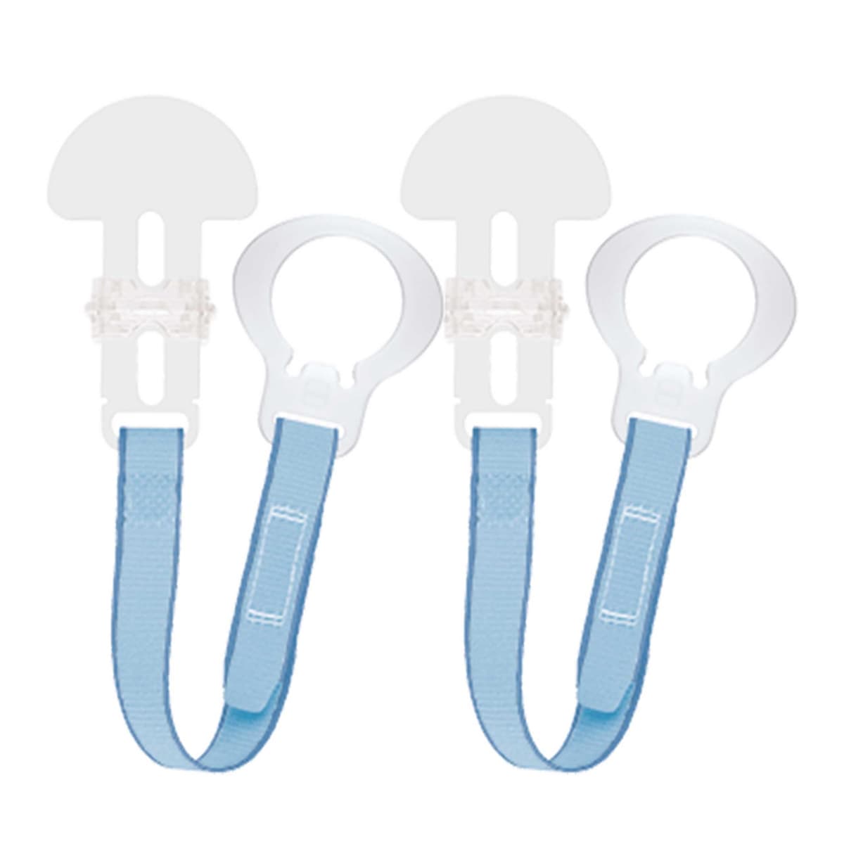 MAM Dummy Clip | 2 Pack | Baby Soother Clips Fit All MAM Soothers | Adjustable Length and Lightweight Design | Baby Accessories | White with Blue Strap | Dummies Not Included — view 9