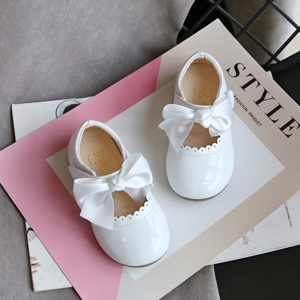 Infant Baby Girls Leather Shoes Soft Sole Bowknot Walking Shoes Moccasinss Crib Shoes Princess Wedding Dress Mary Jane Flats Prewalker Newborn Light Baby Sneaker Shoes — view 4