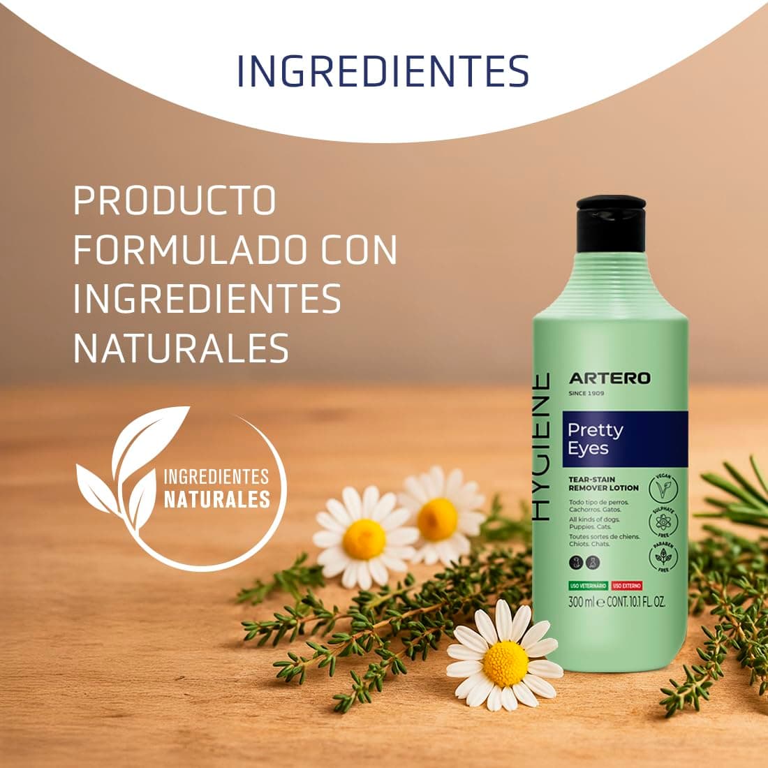 Artero Pretty Eyes. Limpiador ocular y zona lagrimal. Elimina manchas del lagrimal de perros y gatos. Limpiador Ojos Perros. Ingredientes Naturales. Higiene para perros y gatos. — view 5