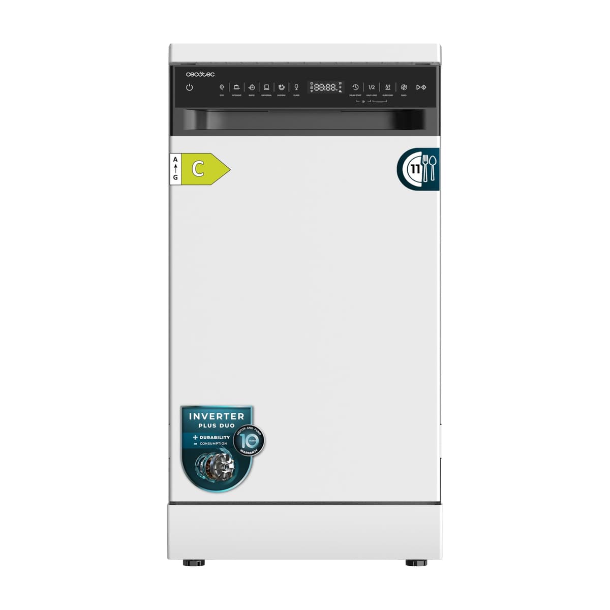 Cecotec Lavavajillas 45 cm Libre Instalación Bolero Aguazero 4360 Inox. 11 Cubiertos, 9 Programas, Motor Inverter Plus Duo, Panel Touch, Super Dry, Save+, AutoClean, Delay Start, Inox — view 4