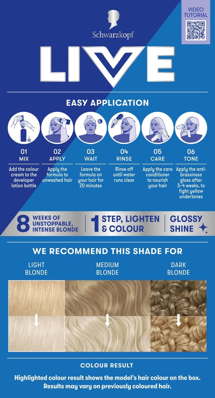 Schwarzkopf LIVE Intense Colour B11 Frosty Blonde, Long-lasting Permanent Blonde Hair Dye, For Lighter Hair, With Extra No-Brassiness Gloss — view 2
