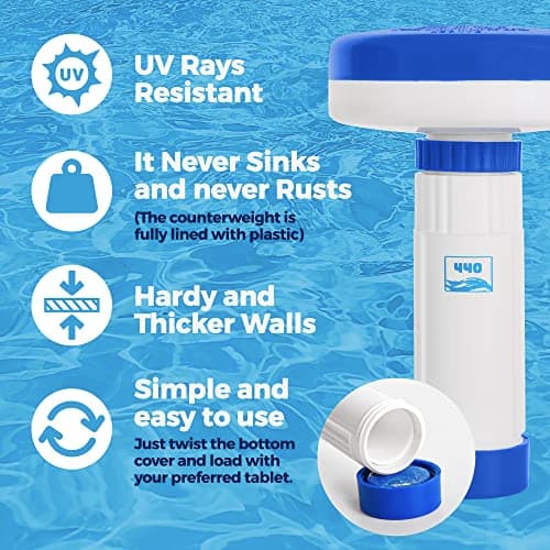 440 Mini Premium Floater Dispenser for Spa, Hot Tub and Small Pools for 1 Inch Chlorine or Bromine Tablets. (Tablets NOT Included) Adjustable Chemical Float from 0 to 13 Flow Control — view 5