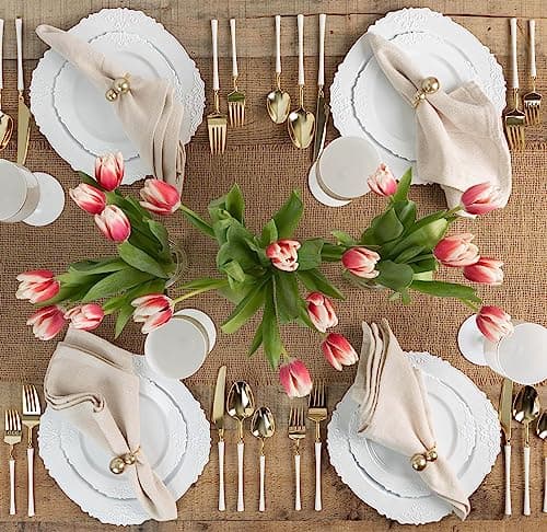 PLASTICPRO 64 Pack Elegant Disposable Plastic Plates Combo Set Includes 32 Dinner Plates and 32 Salad Heavy Duty Fancy Party Plates White Embossed Victorian Design — view 2