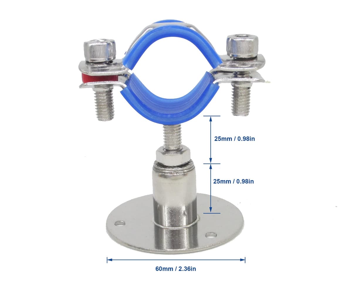 Juego de 2 soportes de pared de acero inoxidable, soporte de techo, soporte de tubo, soporte de tubo ajustable, abrazaderas de tubo para diámetro exterior de 38 mm a 40 mm, tipo corto … — view 2