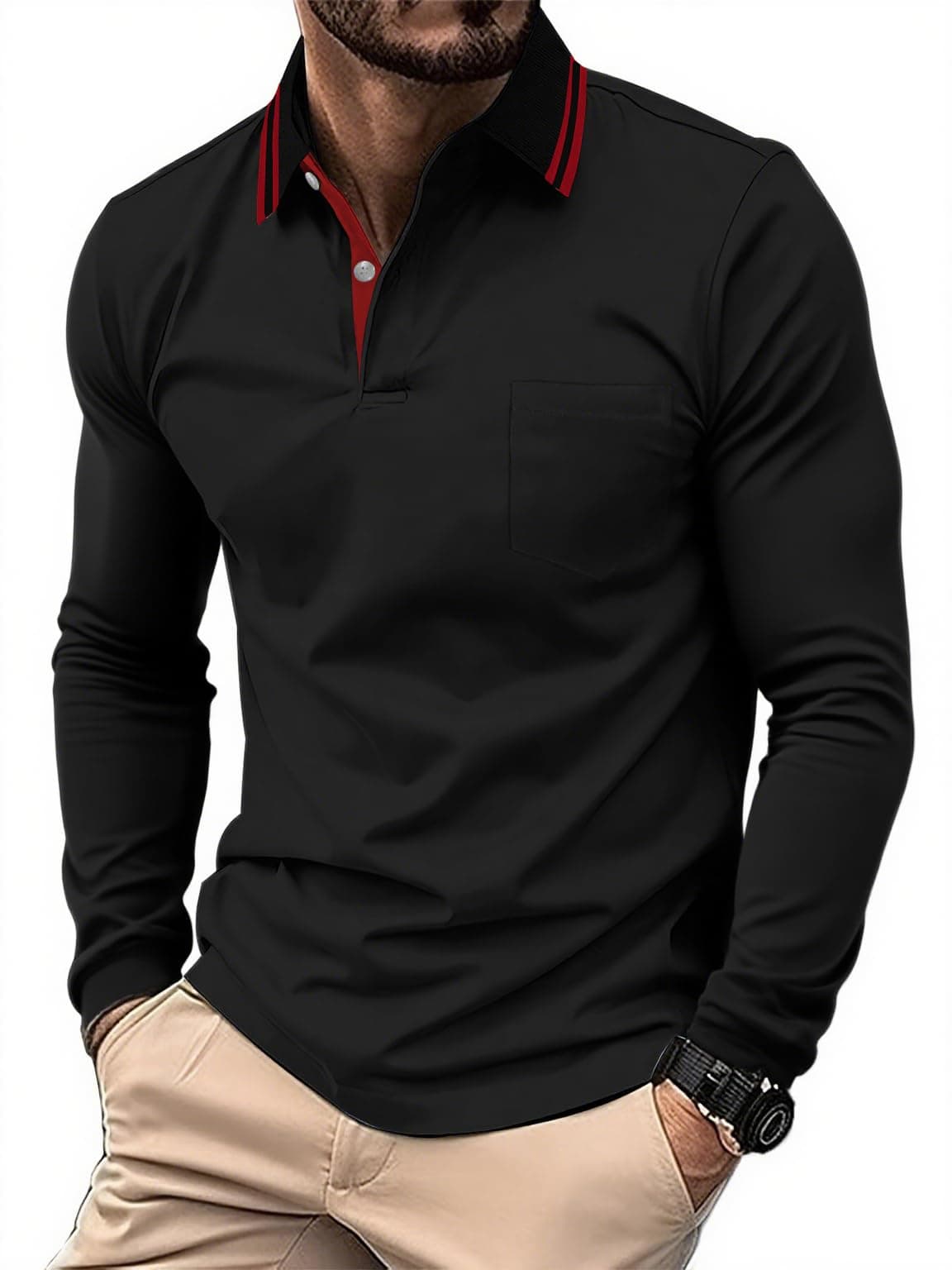 SwissWell Polo de Manga Larga para Hombre Camiseta Polo Transpirable para Golf, Ligera, para Deportes al Aire Libre y Estilo Casual — view 10